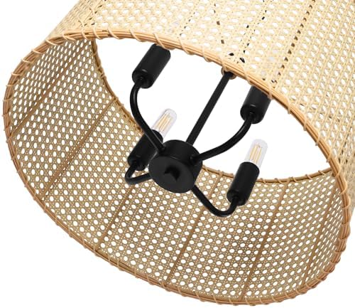 LamQee 172 Inch Farmhouse Rattan Chandeliers with 4 Lights