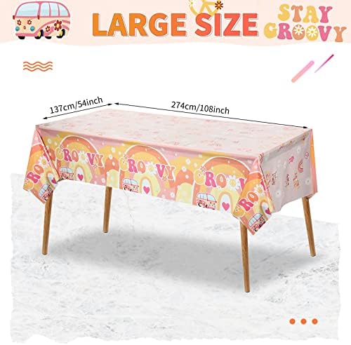 3 Pcs Groovy Retro Hippie Boho Tablecloths