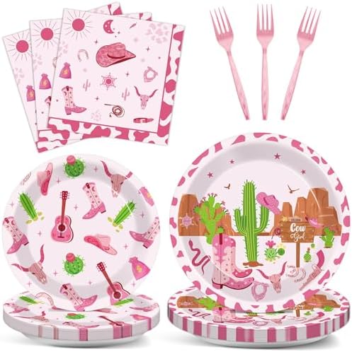 96Pcs Western Cowgirl Party Tableware Set
