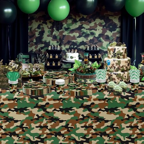 Camouflage Plates Napkins Party Decorations Set for 24 Guests
