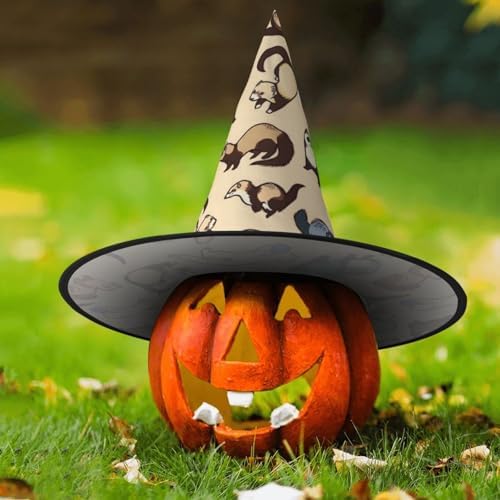 Hairy Ferret Print Witch Hat for Halloween and Parties