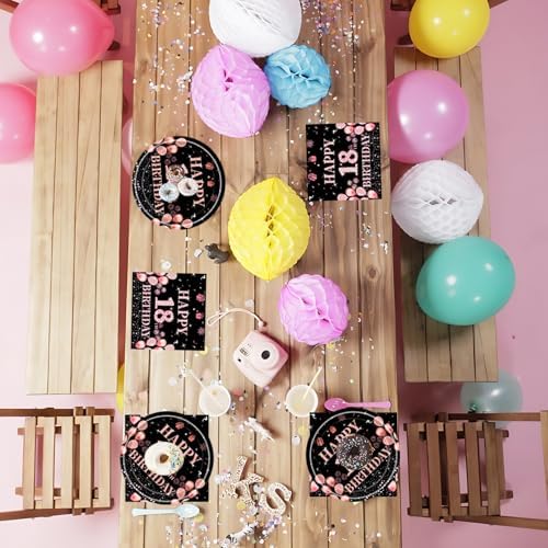Rose Gold 18th Birthday Plates and Napkins Set