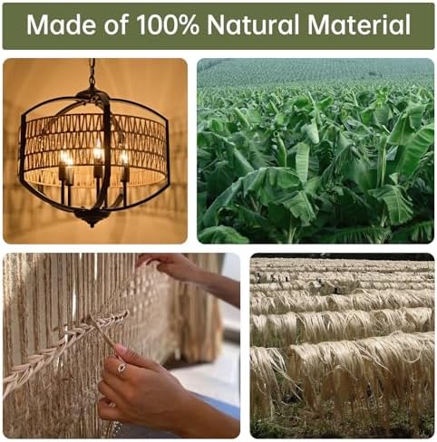 5-Light Rattan Chandelier Modern Farmhouse Style
