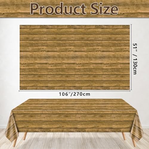 4pcs Wood Grain Tablecloth for Birthday Parties and Barbecues