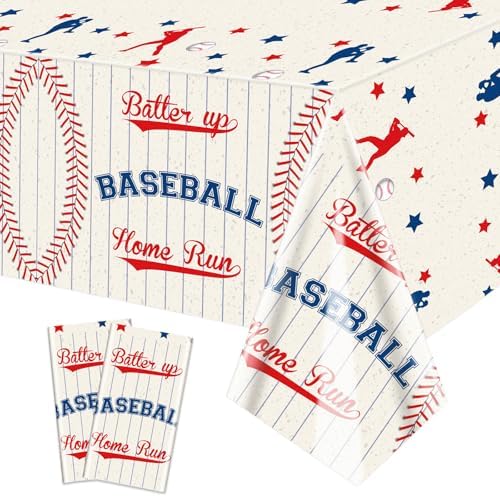 2 Pack Baseball Tablecloths 51x87 Inch Decor