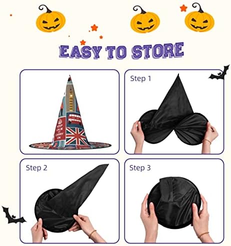 England Symbols Print Witch Hat for Halloween Parties