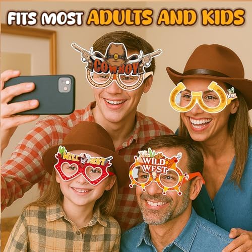 LovesTown 36PCS Western Party Favors Paper Glasses