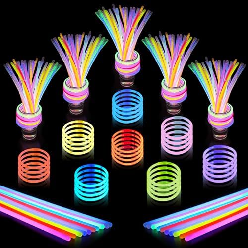 GemPrime 100 Pcs Glow Sticks Party Pack 8 Inch Neon Light Up Supplies
