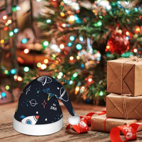 Space Santa Hat for Kids Baby Christmas Hat Plush Holiday Headwear