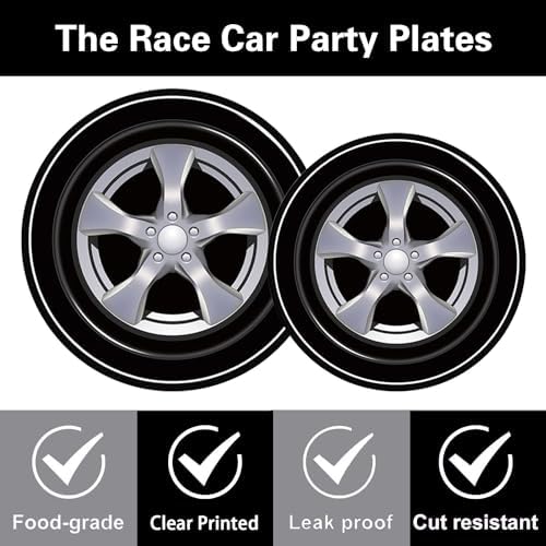 Racing Car Party Plates Napkins Set for 24 Guests