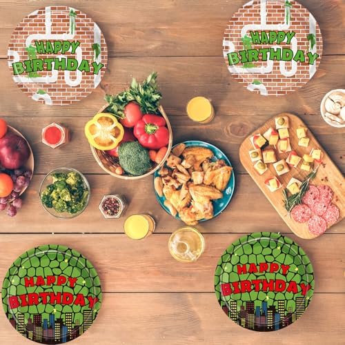 Zhehao 50 Pcs Ninja Themed Plates 7 Inches Green