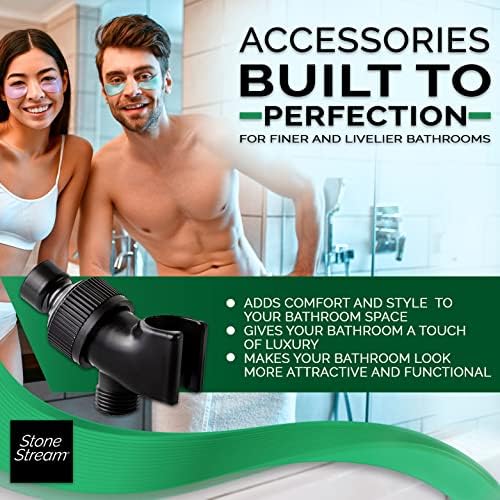 StoneStream Adjustable Wall Shower Adapter and Holder - Matte Black