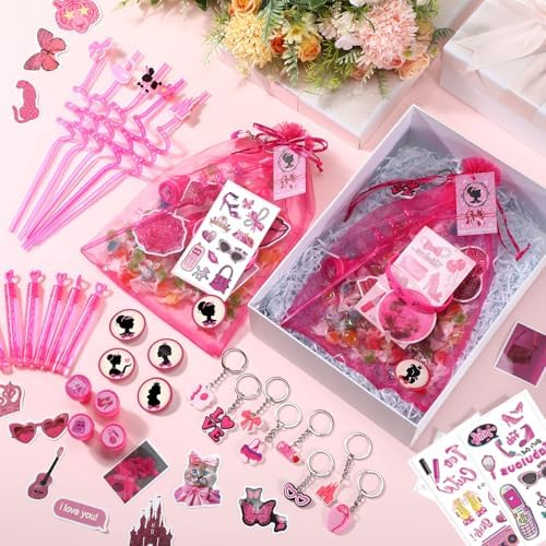 HyDren 194 Pcs Pink Girl Party Favor Pack