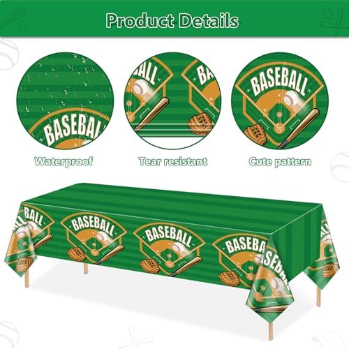 4-Pack Baseball Themed Tablecovers for Parties