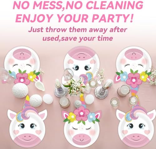 60 PCS Unicorn Birthday Party Plates for Girls