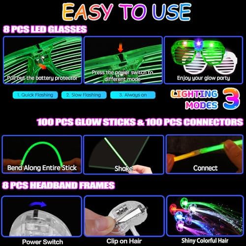 FODYNE 170 PCS Glow in the Dark Party Supplies