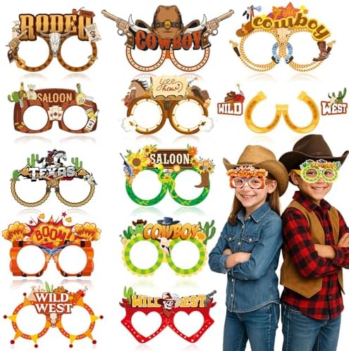 LovesTown 36PCS Western Party Favors Paper Glasses