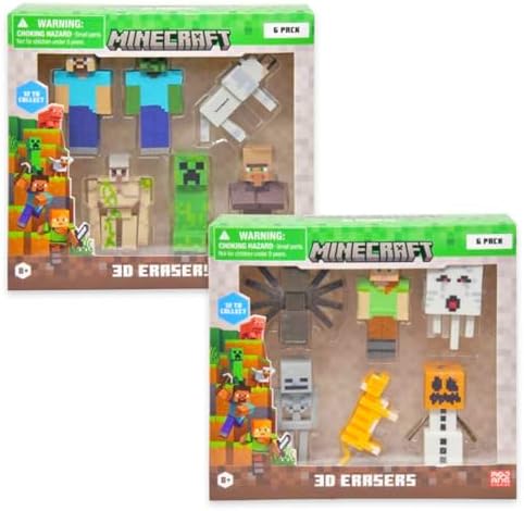 Minecraft Party Favor Set with 12 Erasers and Stickers