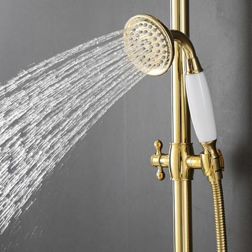 Adjustable Height Wall Light Shower Set with Hand Shower and Rain Head