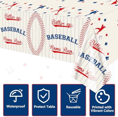 2 Pack Baseball Tablecloths 51x87 Inch Decor