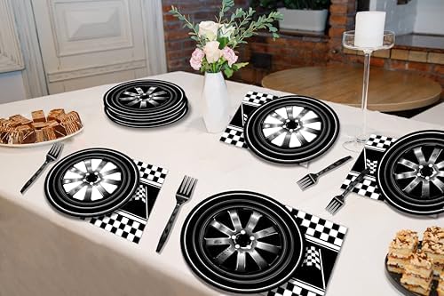 96 Piece Race Car Party Tableware Set for Kids