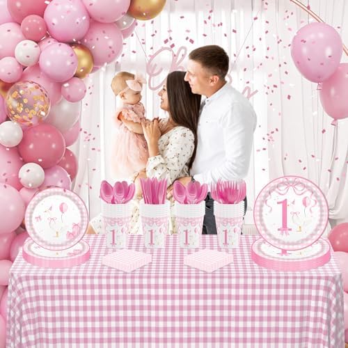 MEHOFOND 168pcs Silly Goose Birthday Plates Set for Girls