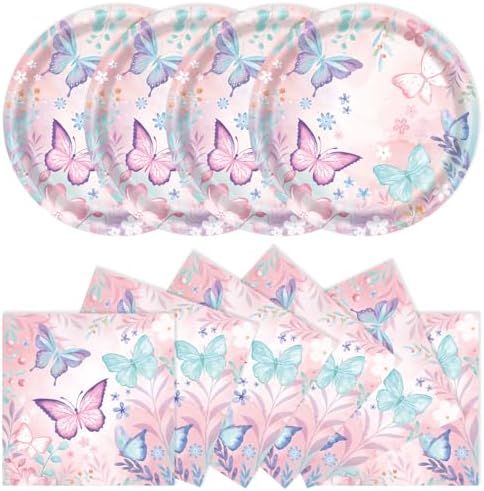 40Pcs Butterfly Plates and Napkins Party Set