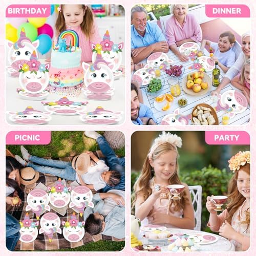 60 PCS Unicorn Birthday Party Plates for Girls