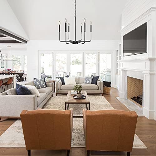 ALISADABOY Black Chandelier 6 Light Farmhouse Pendant Lighting