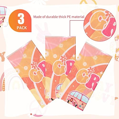 3 Pcs Groovy Retro Hippie Boho Tablecloths