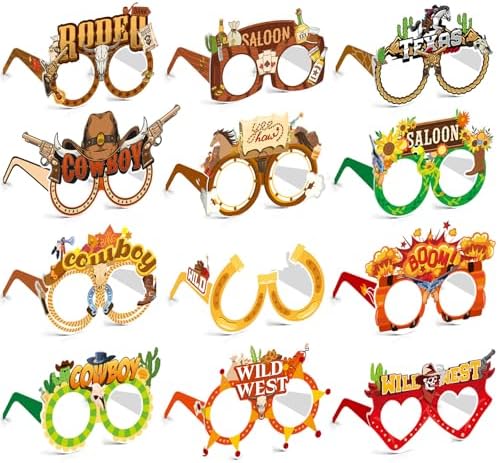 LovesTown 36PCS Western Party Favors Paper Glasses