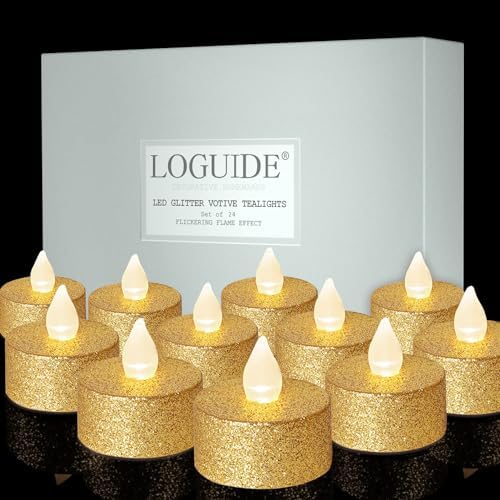 LOGUIDE 24 Pack Gold Flameless LED Tea Lights