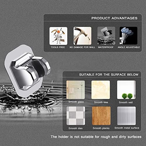 Adjustable Handheld Shower Head Holder No Drilling Silver