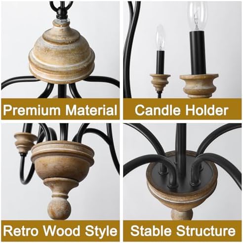 Black Rustic Farmhouse 5-Light Chandelier Ceiling Light