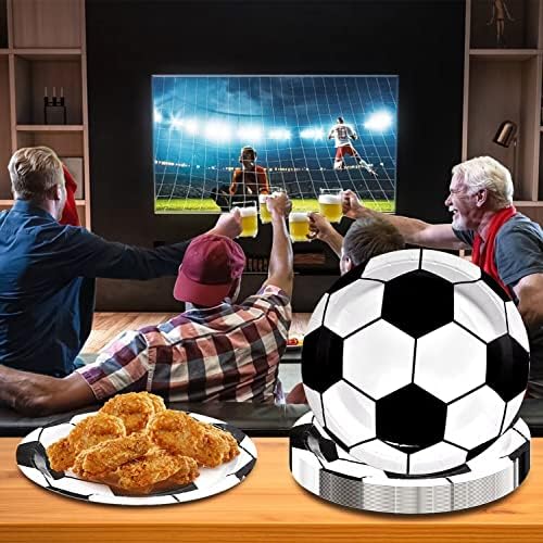 96Pcs Soccer Plates Napkins Tableware Set for 24 Guests