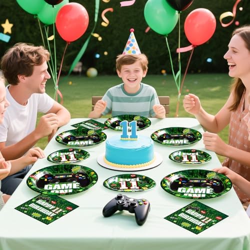 Grencian 96Pcs 11th Birthday Gaming Tableware Set