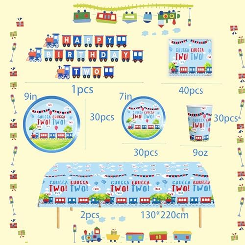 Chugga Chugga Two Two Party Train Plates for Boys