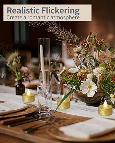 LOGUIDE 24 Pack Gold Flameless LED Tea Lights