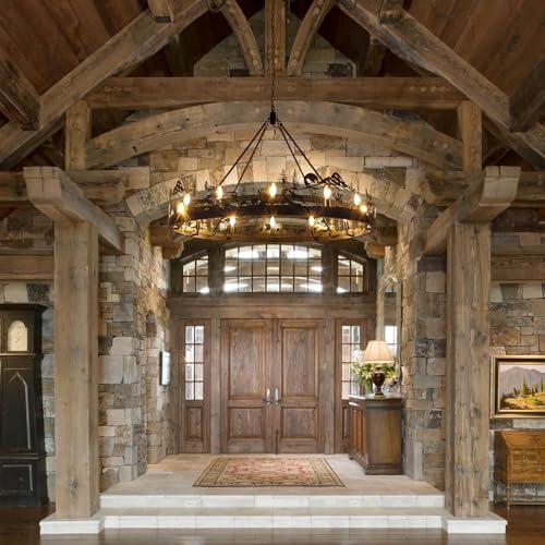 Wellmet 48 Inch Black Forest Wagon Wheel Chandelier