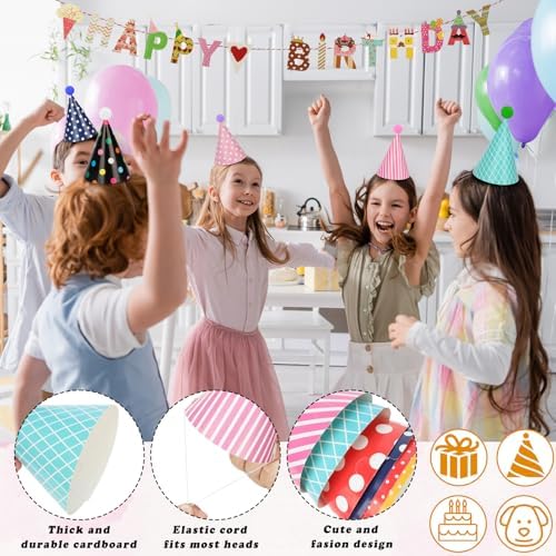 94 Piece Birthday Cone Hats with Banner and Blowouts