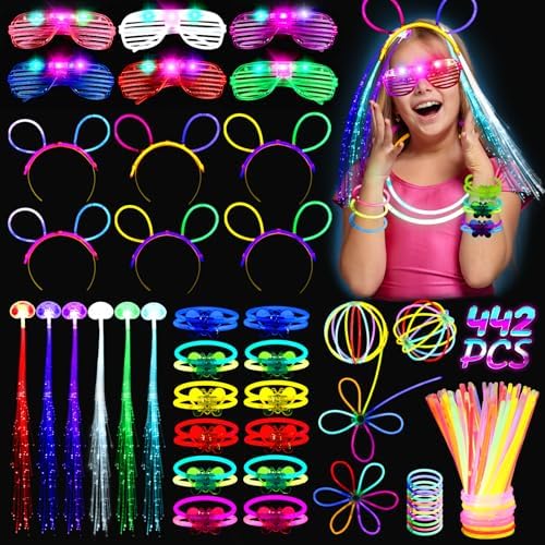 442pcs Glow Sticks Party Pack with LED Glasses and Accessories
