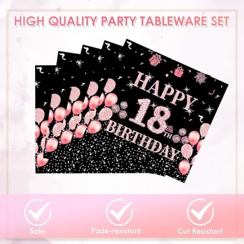 Rose Gold 18th Birthday Plates and Napkins Set