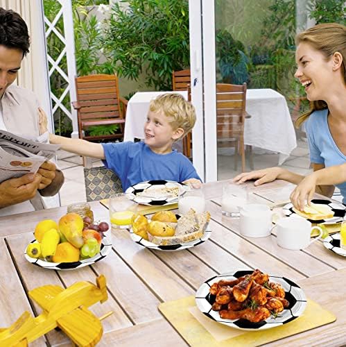 96Pcs Soccer Plates Napkins Tableware Set for 24 Guests
