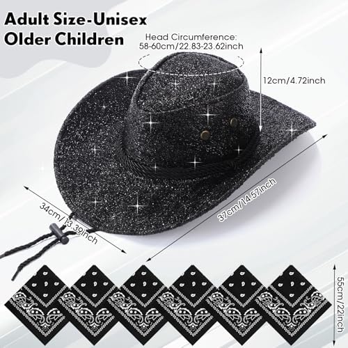 Zhanmai 12 Pcs Cowboy Hat and Bandana Set
