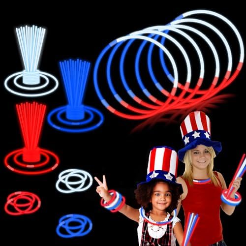 120 PCS 4th of July Glow Sticks for Kids