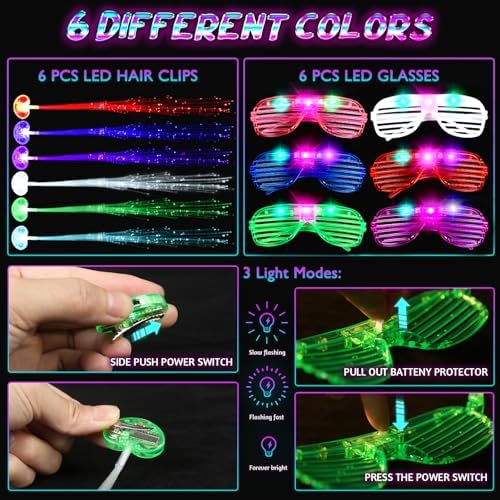 442pcs Glow Sticks Party Pack with LED Glasses and Accessories