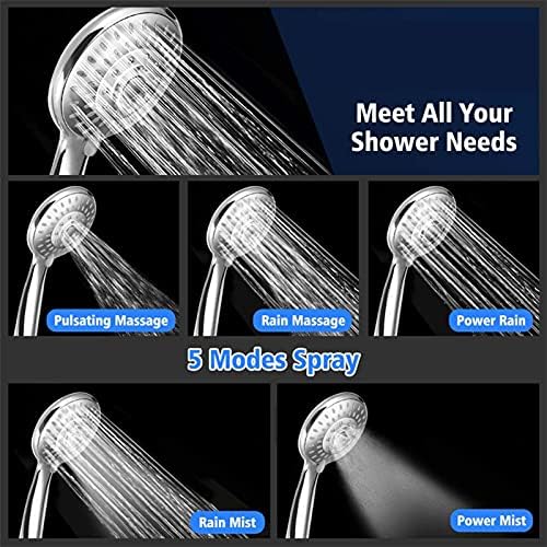 UWEREBFM High Pressure Handheld Shower with 5 Functions and 15M Hose
