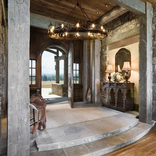 Wellmet 48 Inch Black Forest Wagon Wheel Chandelier