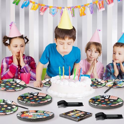 96Pcs Game Night Party Plates for 24 Guests