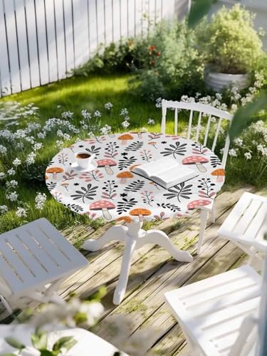 Zankwfner Elastic Waterproof Tablecloth for 55-60 Round Tables